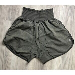 Free People Movement Smocked Waist Dolphin Hem Shorts Olive Green Womens